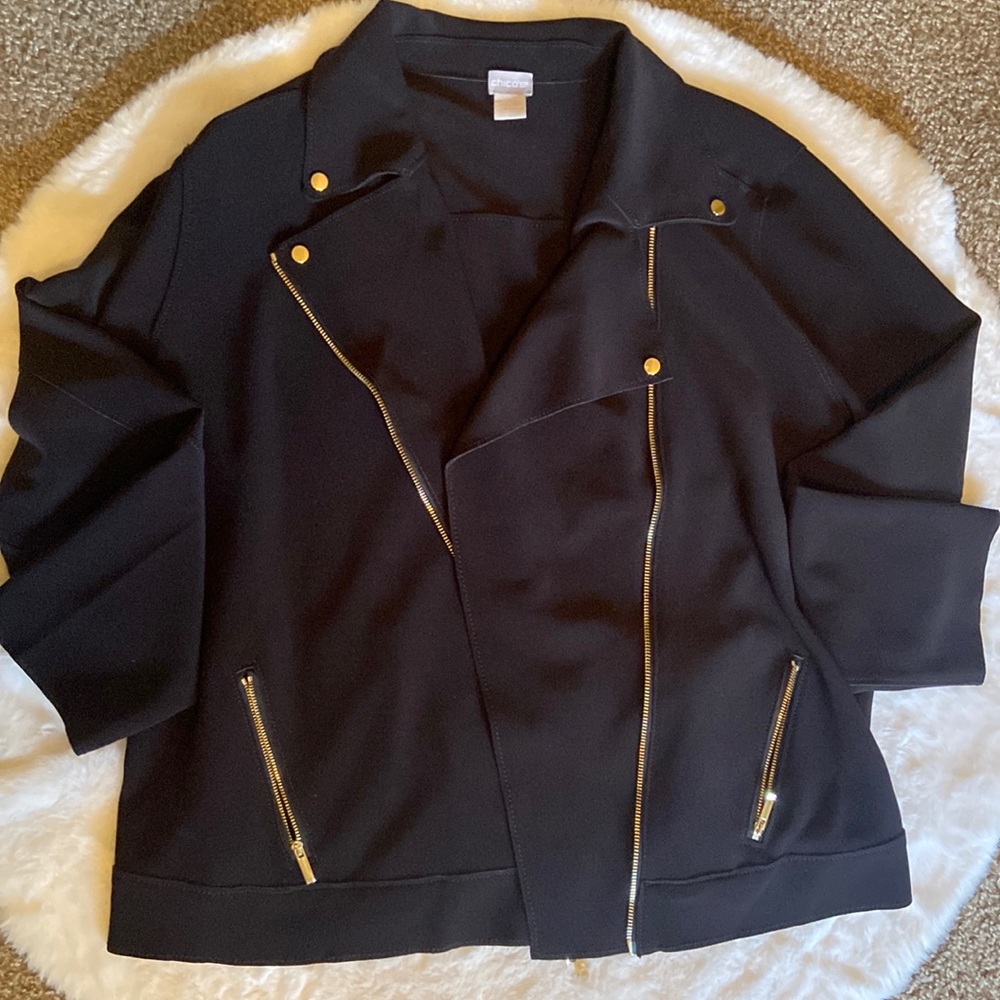 Chico’s black moto jacket